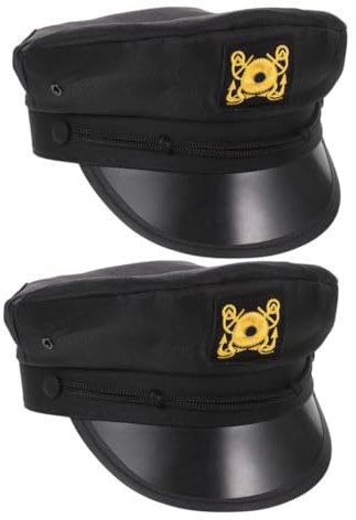 ibasenice 2pcs Yacht Captain Sailor Hat Festival Cosplay Cap Elegant Embroidery for Men Women Boat Party Props