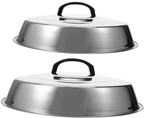 PAMINGONO 2piezas Funda Protectora para Bandeja De Pescado Tapa Redonda Anti-escaldaduras Acero Inoxidable