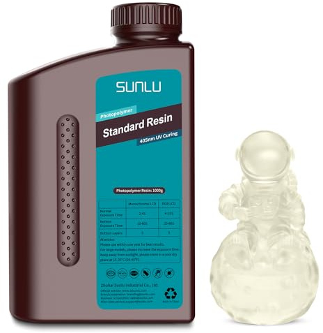 SUNLU Standardharz für 3D-Drucker, Schnellhärtendes Photopolymerharz für LCD/DLP/SLA-Drucker,3D-Druckerharz 395-405nm UV, geringe Schrumpfung und hohe Präzision, Clear 1000G