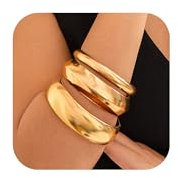 GlamRays 3 Stück Chunky Gold Armreifen für Frauen Modische Breite Handgelenksarmbänder Stapel Statement Armreifen Mode Schmuck Geschenk