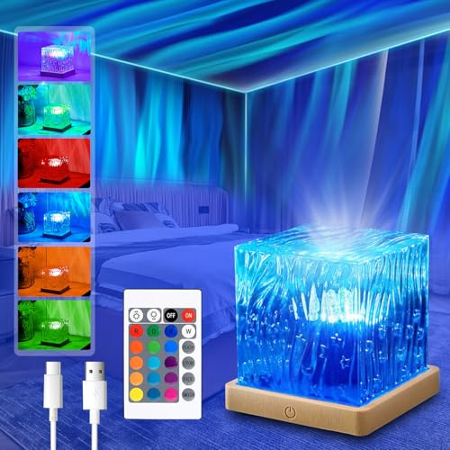 XM-mengpanwei Aurore Projecteur Ciel Etoile, Lampe Aurore Boréale LED 16 Couleurs Projecteur Aurore Boréale,Rechargeable Veilleuse Cube,Lampe de Chevet Chambre pour Decoration Chambre Cadeau