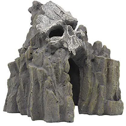 FONDOTIN Fish Tank Aquarium Schädel Berg Dekoration Aus Harz Für Und Garnelenverstecke Aquarium Für EIN Natürliches Aquarienumfeld
