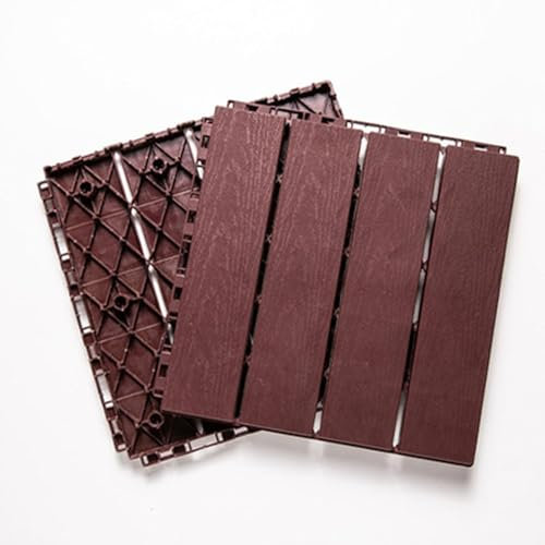Per uso intensivo Piastrelle for pavimenti ad incastro in plastica finto legno, 11 pezzi 12x12 pollici Piastrelle for terrazza in composito, pavimentazione quadrata for interni fai da te(Dark brown,4