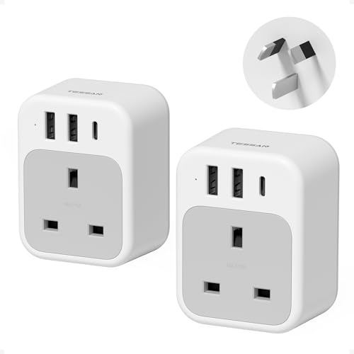 TESSAN UK to Australia Plug Adapter, Type I Australian Plug with USB C | 4 in 1 Australia Travel Adapter, with USB C and 2 USB A, New Zealand Travel Adaptor for NZ, Argentina, China, Fiji
