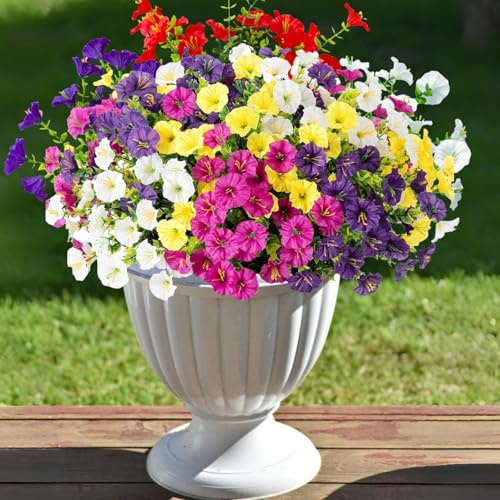 Avoik Fiori artificiali per esterni 10 fasci di gerani Piante finte Fiori Fiori di seta finti Resistenti ai raggi UV Piante interne esterne per giardino portico matrimonio casa