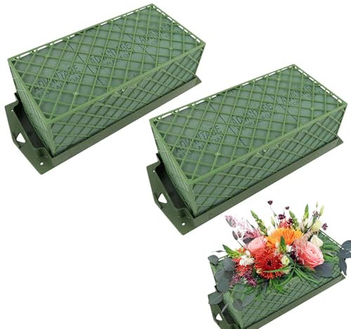 2 Pièces Mousse Florale pour Fleurs Fraîches et Artificiels, Mousse pour Composition Florale avec Support et Grille, Éponge à Fleurs pour Arrangement Floral Centre de Table Mariage Décorations de Fête