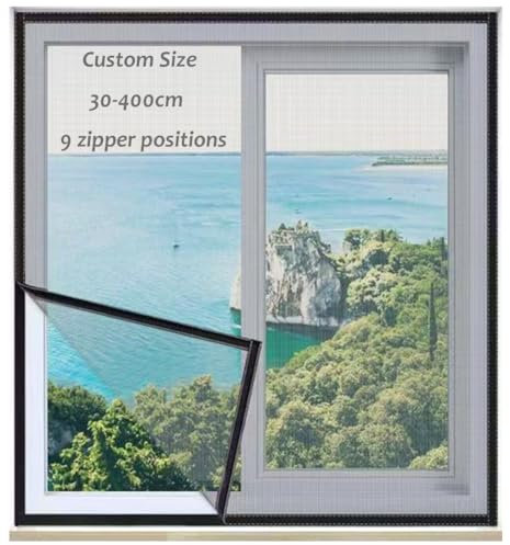 Mosquitera de malla para insectos para ventanas, mosquitera de tamaño personalizado, pantalla autoadhesiva para proteger ventanas de gatos, redes protectoras transpirables con apertura de cremallera