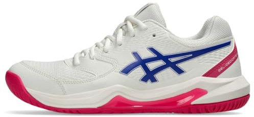 ASICS Damen Gel-Dedicate 8 Pickleball Schuhe, Cremefarben/Dunkles Kobaltblau, 39 EU