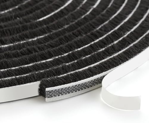 Cinta adhesiva de 10 metros para ventanas de puertas, cepillo para burlete de 9 mm de ancho x 23 mm de alto, tira autoadhesiva de sellado de ventanas, tapón de aire para puertas correderas o