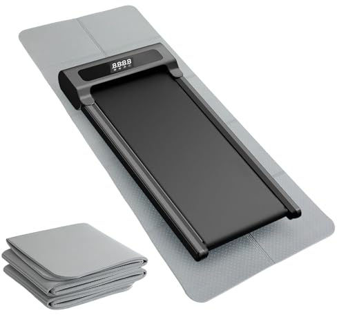 Tapis de protection de sol pour appareil de fitness - Pliable - 150 x 61 cm - En TPE de 8 mm - Antidérapant - Inodore - Absorbe les chocs - Imperméable - Pour tapis de course et vélo elliptique (150 ×