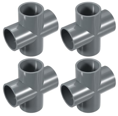QUARKZMAN 4 Stück PVC Rohrverbinder 32mm Kreuz 4-Wege 1.3 Kupplung Kanalverbinder Kupplungsverbinder Kabelrohr Pipe Fitting für Leitungsinstallation Haushaltsrohre Elektrische Rohre, Grau