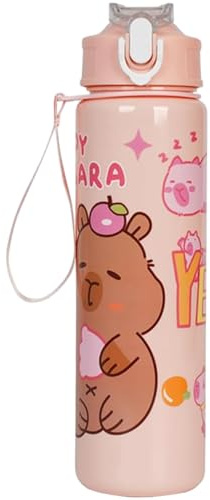 Whyzsjnclg Borraccia Kawaii, Borraccia Capibara, 750ml Modello Animale Carino con Cannuccia per Attività all'Aperto Tazza Termica da Viaggio di Capacità per Ragazze, Adolescenti, Carini