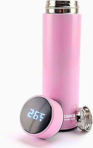 Water Flask for Hot Drink and Cold Drink - Double Walled Stainless Steel Water Bottle with Touch Screen Temperature Display - Vacuum Insulated Water Bottle 500ml for Cycling, Gym, Home, Office