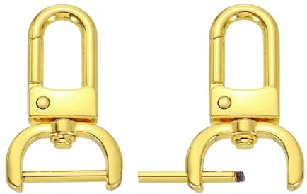 QUARKZMAN 2 Piezas Mosquetón Giratorio 20mm Arandelas D Desmontables Dorado | Mosquetones De Langosta, 3/4 Pulgada, Reemplazo De Correa, Para Bolsos De Mano Llaveros