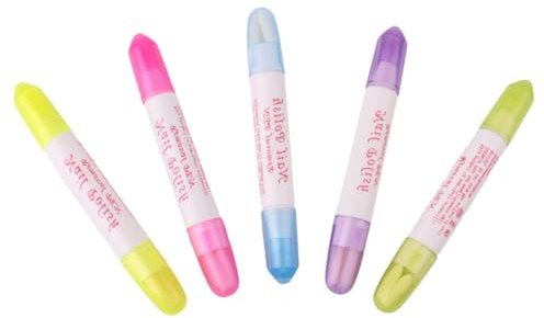 NOLITOY Penna per Rimozione unghie 5 Pezzi Colorate senza Liquido Matita Correttiva Compatta per Nail Art Uso Professionale e Domestico