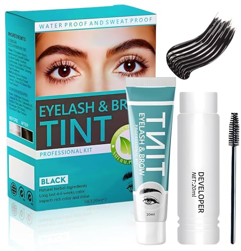 Kit de Coloración para cejas,Tinte De Duración para cejas,Tinte hidratante suave aporta Definición e Color,Fácil Aplicación en Casa(Negro)