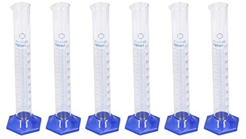 AKLOSIPY Set di 10 Cilindri Graduati in Vetro Borosilicato da 100 Ml con Scale Trasparenti per Misurazioni Ed Esperimenti Accurati di Liquidi