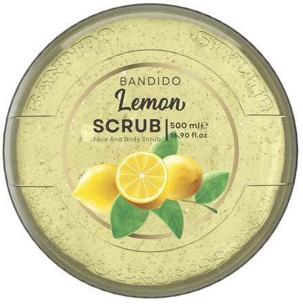 Bandido Face & Body Scrub 500 ml – Gesichtspeeling & Körperpeeling für Männer & Frauen – Tiefenreinigung, Peeling Gesicht & Körper – gegen unreine Haut, Mitesser & Poren – Body & Face Scrub (Lemon)