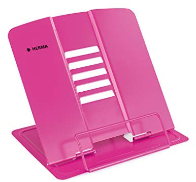 HERMA 19964 Leseständer für Bücher Pink Rosa, faltbarer Buchständer aus Metall für Kinder, Buchstütze für Jungen & Mädchen, verstellbarer Kochbuchhalter für Schule, Büro & Küche, 198 x 157 x 190 mm