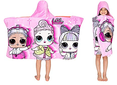 Franco Kids Bath and Beach Soft Cotton Terry Hooded Towel Wrap, 24 in x 50 in, LOL Surprise