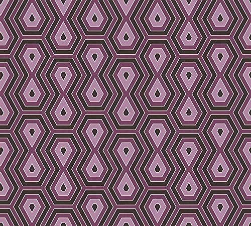 Architects Paper Retrotapete Jungle Chic Tapete geometrisch grafisch PVC-freie Vliestapete lila matt glatt 377073 37707-3, Violett, Schwarz, 10.05 m x 0.53 m