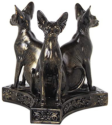 Kino Dreifach-Sphinx-Katzen-Kristallkugel-Ständer, Harz-Figuren, Statue, Heimdekoration, für 60–70 mm Kugel (Sphinx-Katze)