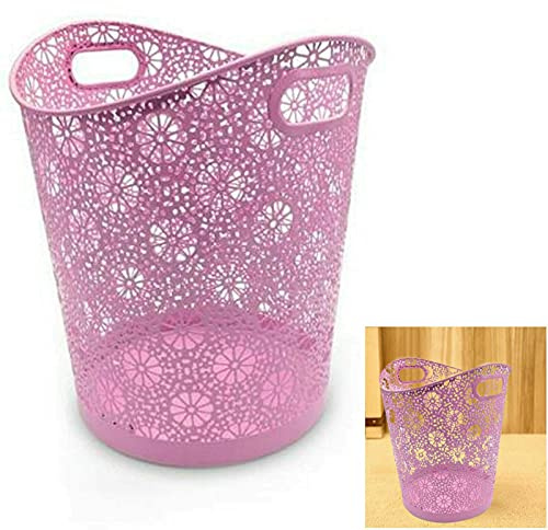 Vision4ever Pink Floral Waste Bin Rubbish Bin Home Office Waste Paper Bin Bedroom Bin Useful For Any Place