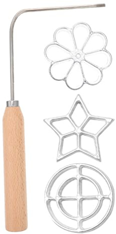 OSALADI Rosette Iron Molds Set, Bunuelos Mold With Handle, Lotus Flower Bunuelos Cookie Mold Aluminum Alloy Waffle Molds Set Cookie Making Tools