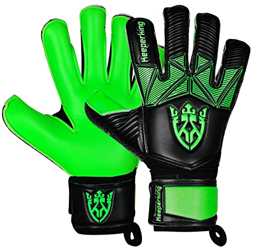Keeperking Torwarthandschuhe Kinder Jugend Erwachsene Fußballhandschuhe ohne fingersave 4mm Vorhand (6, B-Grün)