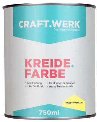 CRAFT.WERK - Pittura a gesso per mobili (750 ml, colore: Vanilla) ultra opaca per legno, colore per mobili, facile da applicare, vernice per mobili a base d'acqua, prodotto in Germania