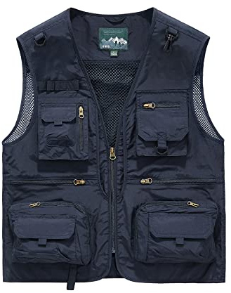 Btmpmcs Gilet D'extérieur pour Homme Gilet de Pêche avec Multi-Poches Léger Respirant à Séchage Rapide Veste Sans Manches Vêtements Veste de Sport Photographie Camping Chasse Gilets