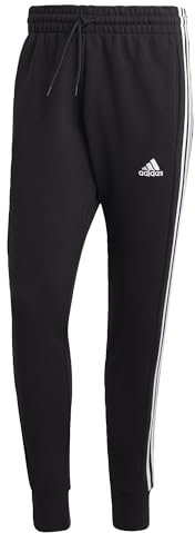 Adidas Herren Essentials French Terry Tapered Cuff 3-Stripes Pants, Black/White, L Short