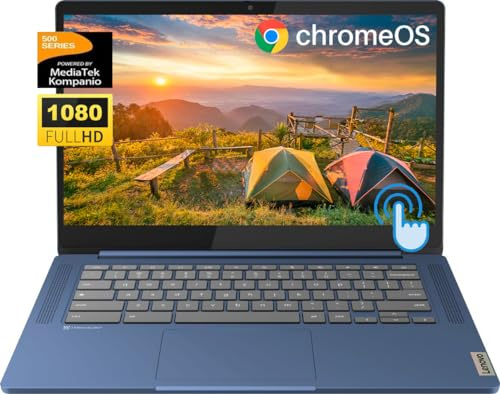 Lenovo Laptop Slim 3 Chromebook 2023, pantalla táctil FHD de 14 pulgadas para negocios estudiantiles, procesador MediaTek 520 de 8 núcleos, 4 GB de RAM, 64 GB eMMC, 256 GB Micro SD, 13.5 H de uso,