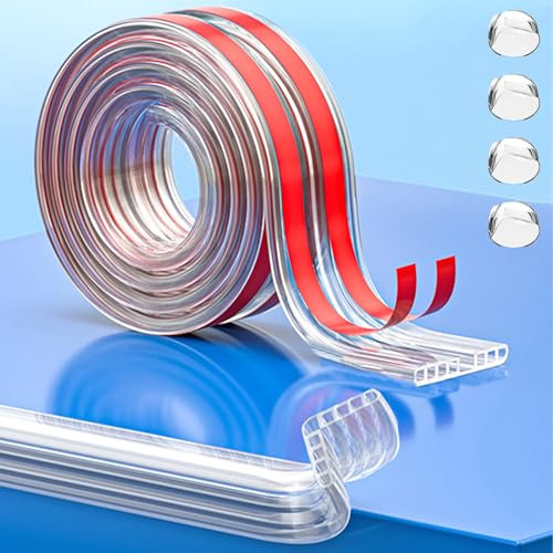 Meekye protezione bordi per bambini 5/3 metri con 4 protezioni bordi morbide, protezione angoli per bambini autoadesiva, protezione bordi tavolo per proteggere, L: 5meter / W: 1,5x1,5
