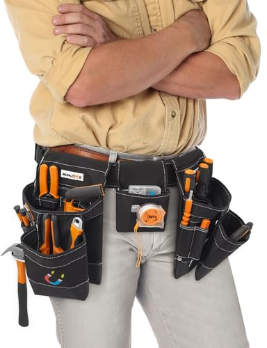 BOMOKS Gifts for Dad,Tool Belts with Magnetic and Quick Release Buckle,Heavy Duty Detachable & Adjustable Utility Belt,Work Apron for Men and Women,for Electrician,Carpenter,Construction Tool Bag