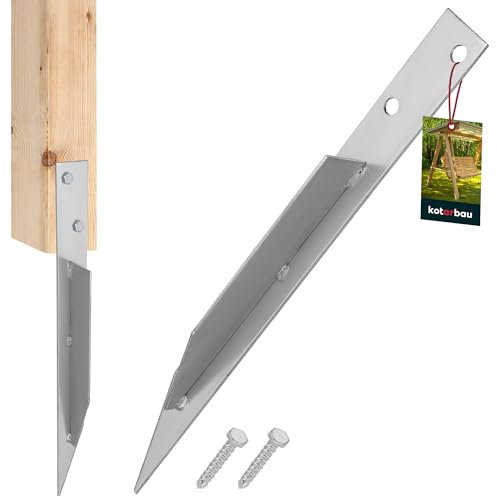 KOTARBAU® Universal Einschlaghülse Bodenanker für Schaukel 1 Stk. + 2 Schrauben 44,5 x 4cm Blech feuerverzinkt Erdanker für Schaukel Schaukelanker Spielhaus Spielturm Schaukel Bodenhülse zur Stabilisi