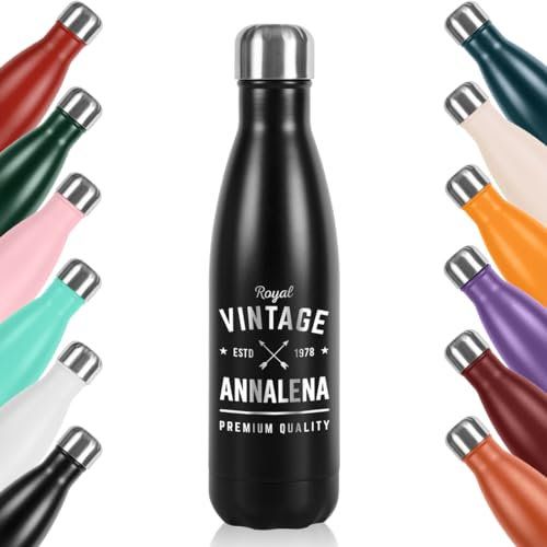 polar-effekt Edelstahl Trinkflasche 500ml schwarz mit Gravur - auslaufsichere Isolierflasche - als Geschenkidee - extra langlebig und kratzfest - BPA-Frei