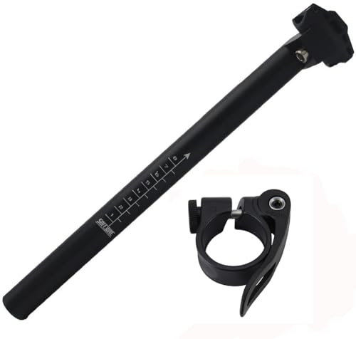 BESNIN Bike Seat Post 350mm Aluminum Alloy Cycling Seat Posts and Bike Seat Clamp Combination Set for 27.2 to 28.6mm Seatpost, Fits Commuter Bike, Road Bike, BMX, MTB