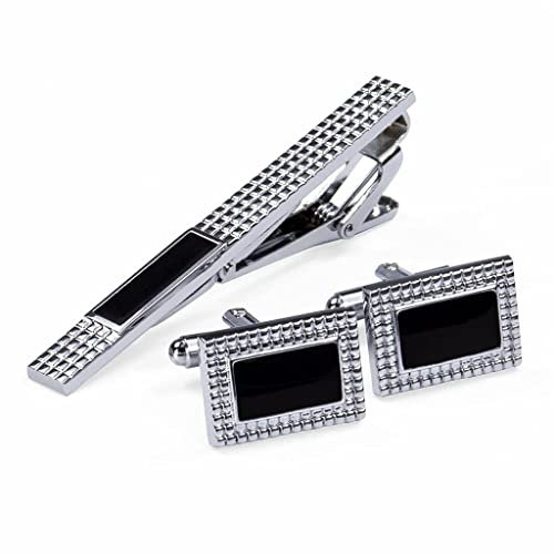 Manschettenknöpfe, Krawattenklammer für Krawattennadel, Geschenk für Herren, klassisches Muster, Krawattennadel, Manschettenknöpfe, Krawattenklammer-Set (Einheitsgröße A)