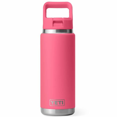 YETI Rambler C Straw Bottle, Stainless Steel Vacuum Insulated Bottle with Leakproof Straw Cap, Tropical Pink, 26 oz (769 ml)