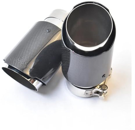 Auspuff Endrohr 1PC Auto Auspuff Endrohr Edelstahl Gerade Glänzend Carbon Faser Flansch Schalldämpfer Spitze Endrohr (Size : 60-114mm)