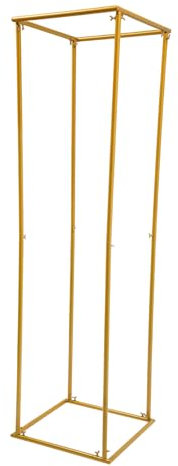 JAYEUW Estantería decorativa para flores, soporte para plantas con estructura de metal, diseño rectangular de flores, marco de metal, para bodas, cumpleaños, fiestas, 50 x 50 x 180 cm, color dorado