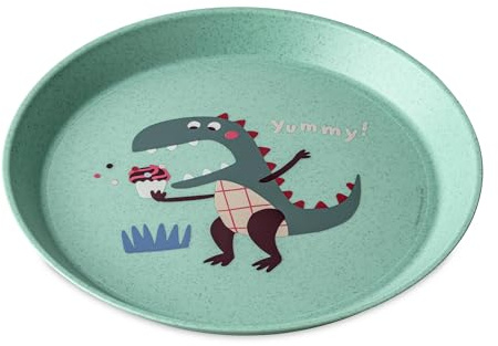 Koziol CONNECT PLATE REX kleiner Teller | für Kinder ab 6 Monate | für Frühstück, kleine Mahlzeiten und Snacks | biozirkulärer Kunststoff, bruchfest, spülmaschinengeeignet (organic sage green)