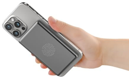 MagCharge 5000mAh Ultra-Slim Magnetic Power Bank, 15W Fast Wireless Charger, 20W PD USB-C Portable Battery Pack, Magnetic-Compatible for iPhone 17/16/15/14 Series, Galaxy, Pixel 10, 10 Pro, Grey