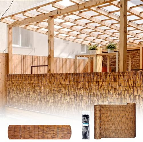 BZCKBZ Schilfzaun Bambuszaun Dekorativer Sichtschutz Schilfrohrmatte Mit Montagehandschuhen Und Kabelbindern, Gartenzaun(60x600cm(2.0x19.7FT))