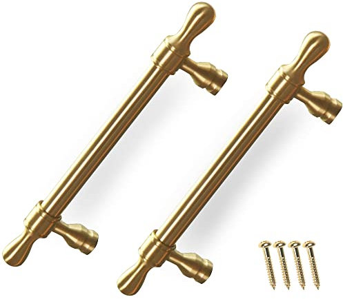 Maniglie for mobili, Maniglie for mobili 6 pezzi Maniglie for cassetti in ottone dorato Foro centrale da 128 mm Maniglia for mobili retrò cinese con vite for cassettiera, bagno, armadio, scarpiera, gu
