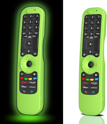 Funda de silicone LG para mando a distancia Smart TV Glow in The Dark (AN-MR21GA, MR22GA, MR23GA, MR24GA, MR22GN, MR23GN 2021-2024, verde luminoso) -【Pack de 2】