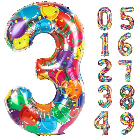 Nummer 3 Luftballon 40 Zoll große bunte Ballon für drei Jahre alt Geburtstag Dekor, 3 13 30 31 Geburtstag Party Dekorationen für Hochzeitstag