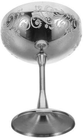 BIUDECO Tazón De Helado Copa De Vinos Retro De Copa Taza Para El Hogar Vasos Para Beber Tazas De Postre Contenedor De Vino Taza Para La Cocina Copas Retro Acero Inoxidable Silver