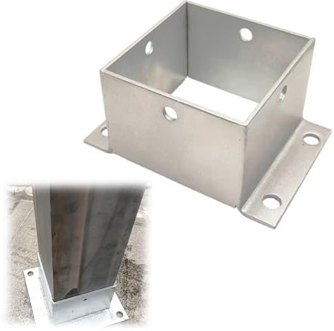 Support Fixation Poteau Bois Base De Poteau En 4 Parties 70x70 90x90 100x100 120x120 150x150, Base D'ancrage À Bride, Pour Clôture/ Boîte Aux Lettres/ Rail De Porche, Support De Base De Poteau(115mm/4